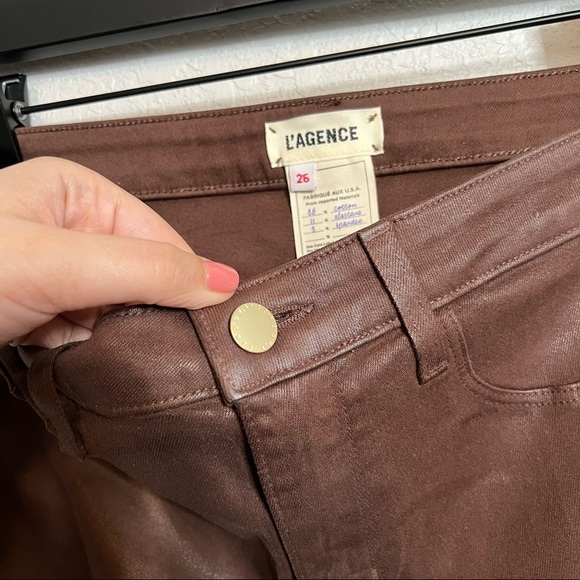 L'AGENCE Selma Coated Baby Bootcut Jeans High Rise Dark Mocha sz 26 - Picture 8 of 12